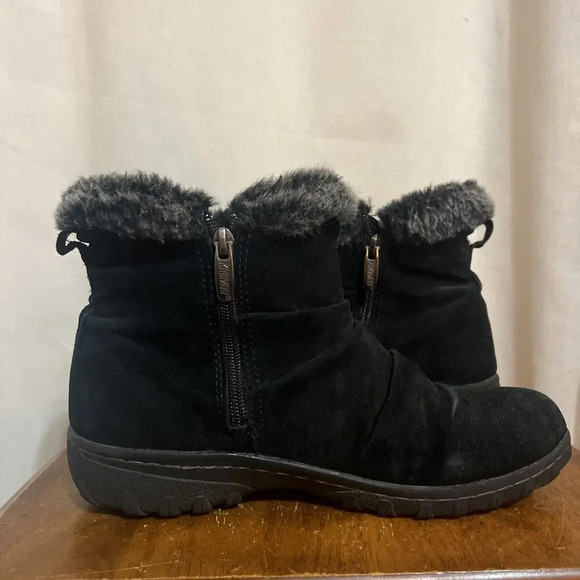 KHOMBU Womens All-Weather Lindsey Suede Boots‎ Size 7 Black Fur Ankle Booties - Picture 5 of 8